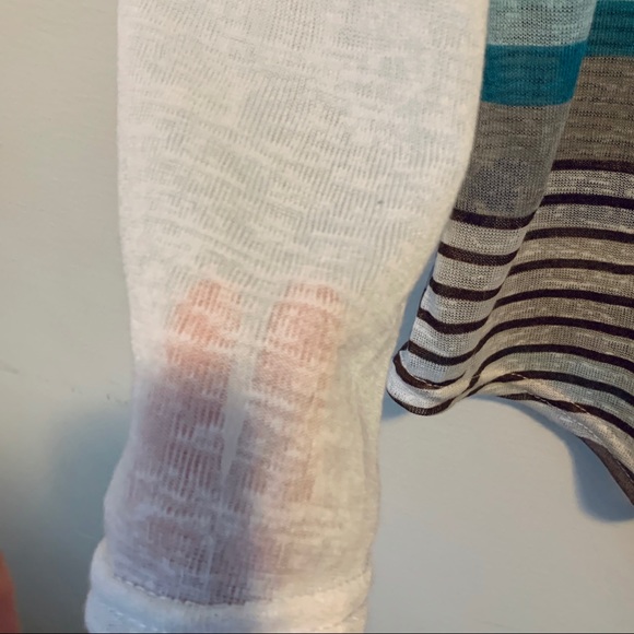 3/15 💚 NWOT Blue Striped Crochet Pocket Baseball Tee - Picture 5 of 9